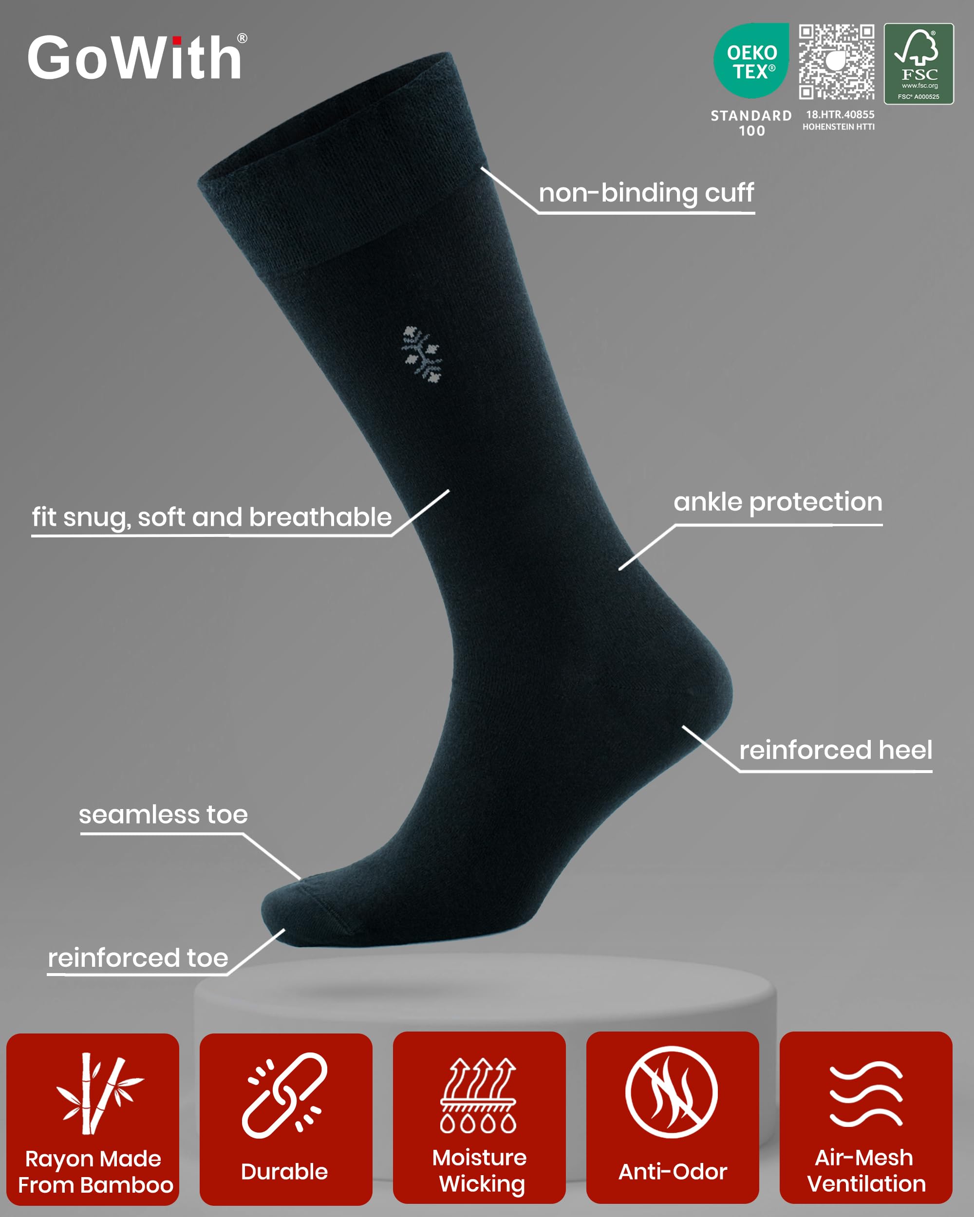 GoWith Calcetines de Vestir para Hombre (Pack de 5)