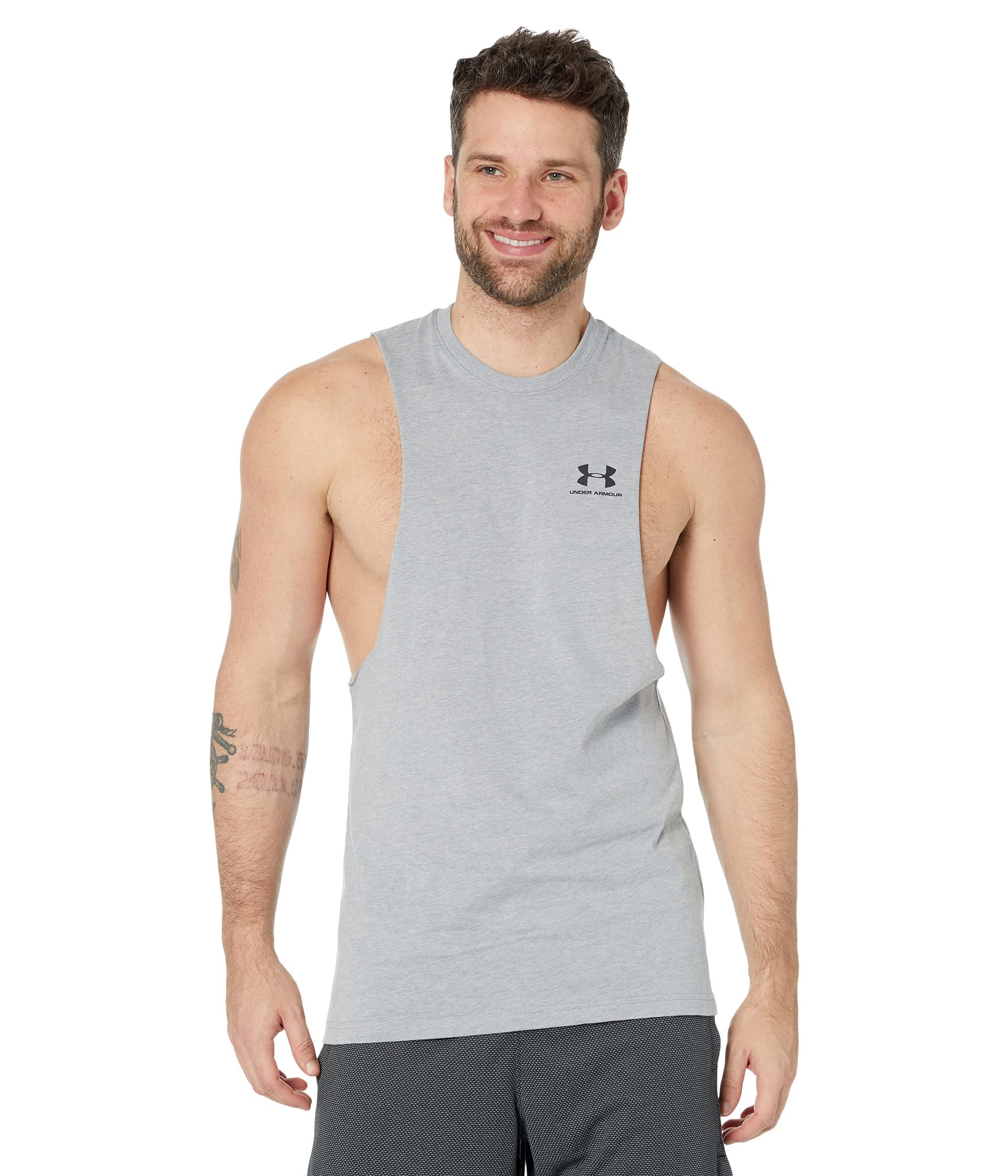 Under Armour Men's Grey Sportstyle Left Chest Cut-Off Tank Top 'Grey'