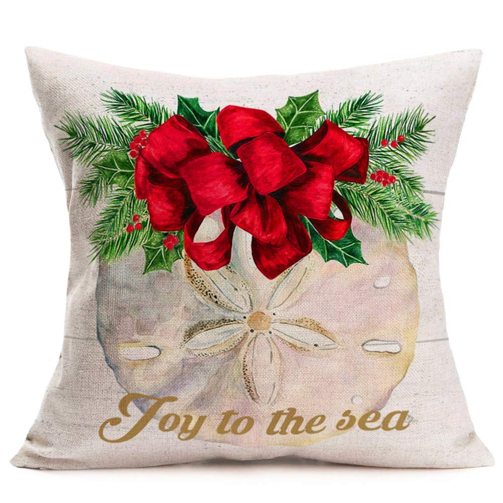 Smilyard Vintage Fresh Seafood Throw Pillow Covers Big Lobster Home Decorative Pillowcase Cotton Linen Cushion Cover 18X18 Inch for Couch Bedroom Decor 18"x18"