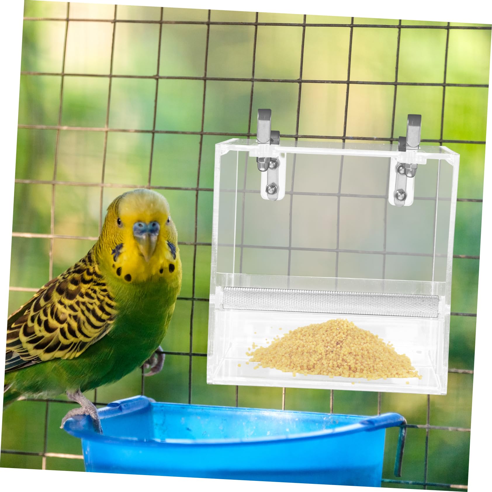 Mangiatoia Automatica per Pappagalli, Ciotola Plastica per Gabbia | Design Sospeso, Pulizia Comoda, per Casa e Piccoli Uccelli, Accessorio per Animali Domestici