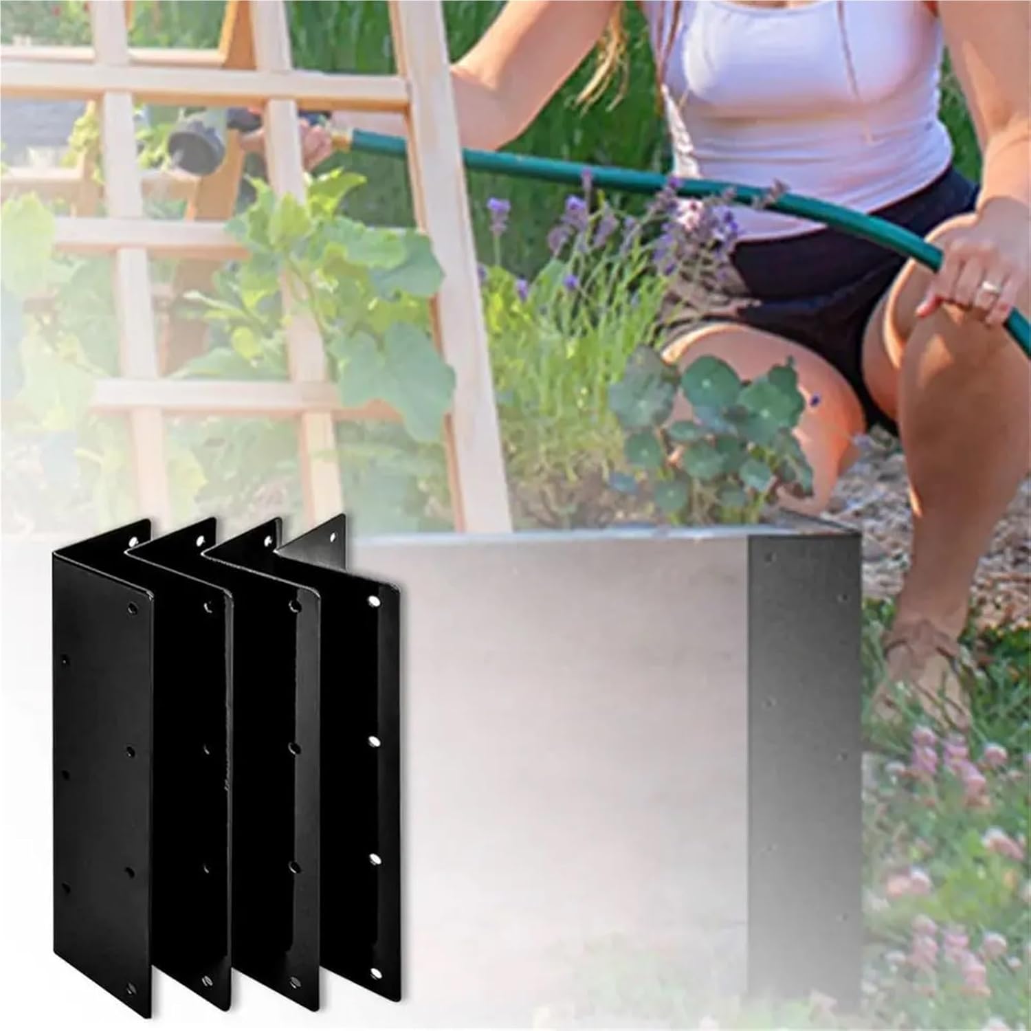 Rust Resistant Raised Garden Bed Corner Brackets Noise Free with Screws Garden Bed Corner Bracket Right Angle Rustproof