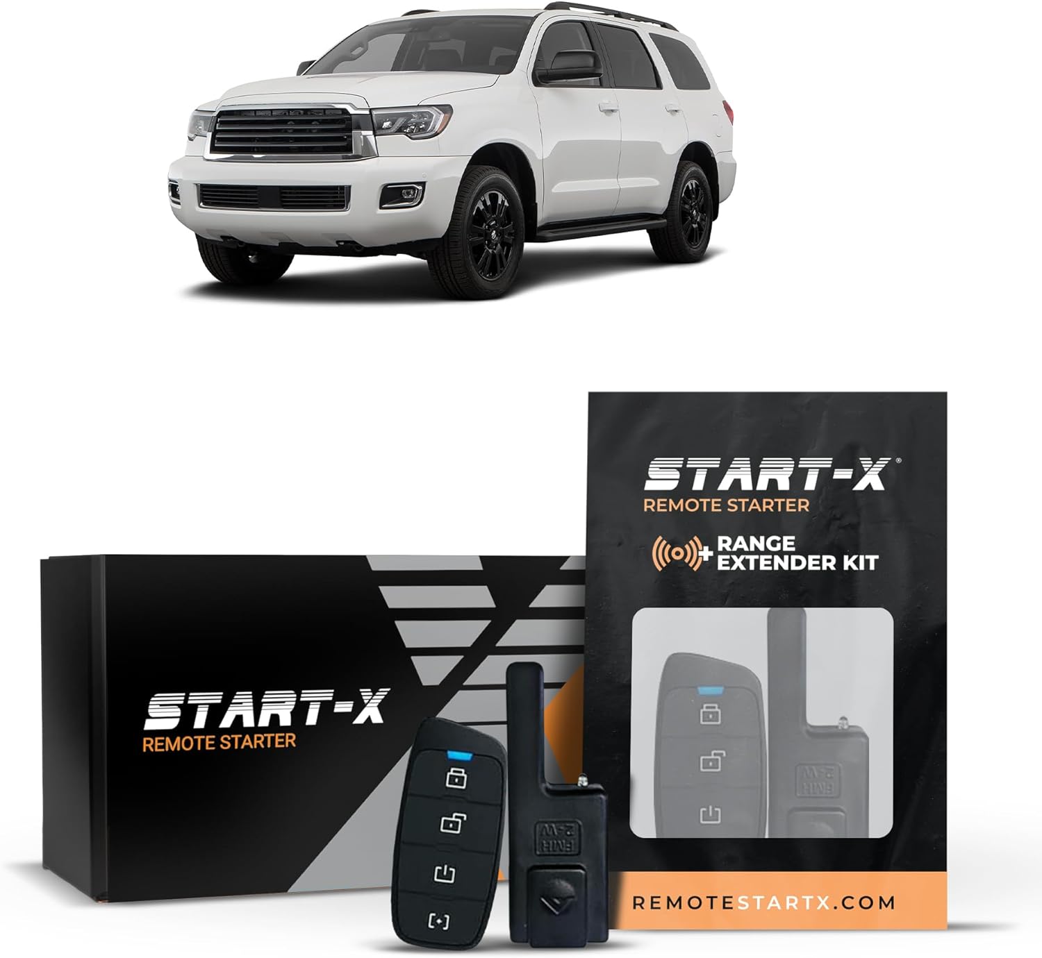 Start-X Remote Starter Kit + 3000ft 2 Way Range Extender for Toyota Sequoia (2018-2019) Vehicles with H-Key Ignition