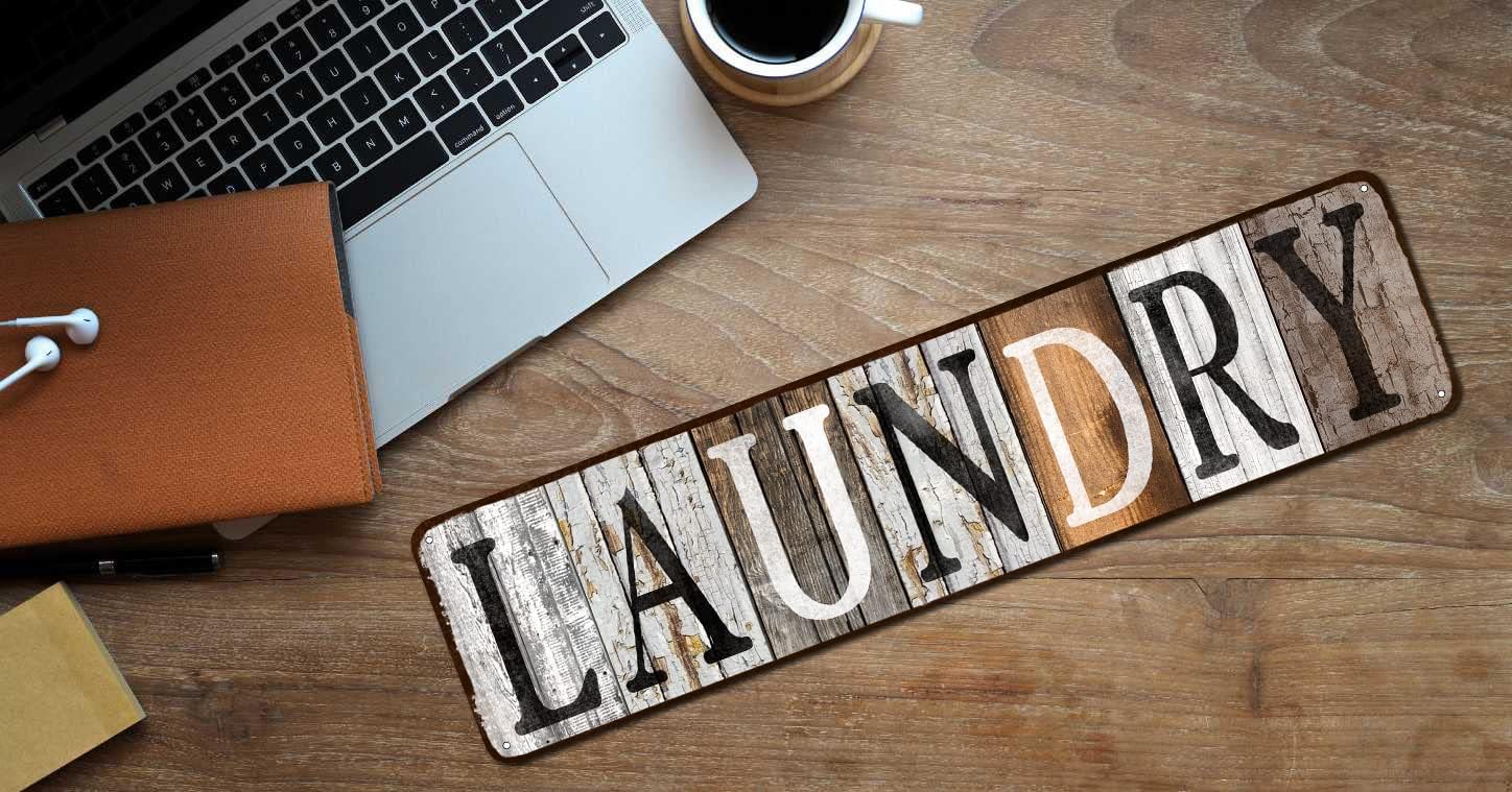 Laundry Room Sign Rustic Wood Look Metal Wall Decor 4x16 Inch image 5