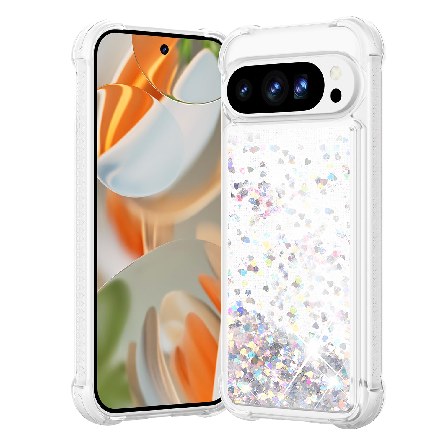 Coque paillettes Google 9 Pro sable liquide pour femmes