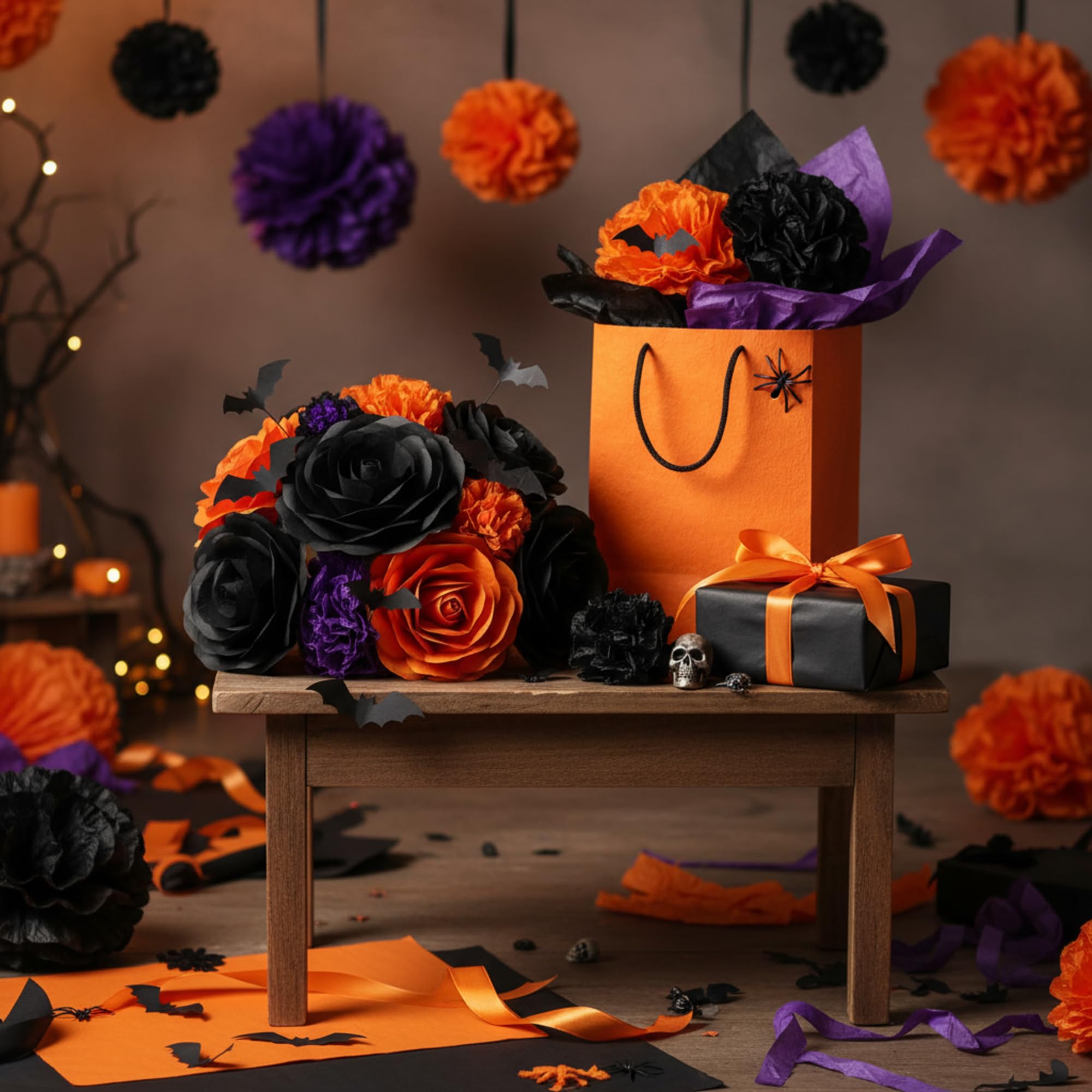Qilery 500 fogli di carta velina colorata per Halloween, 38 x 50 cm, senza acidi, carta regalo per feste, compleanni, decorazioni per feste, matrimoni, baby shower