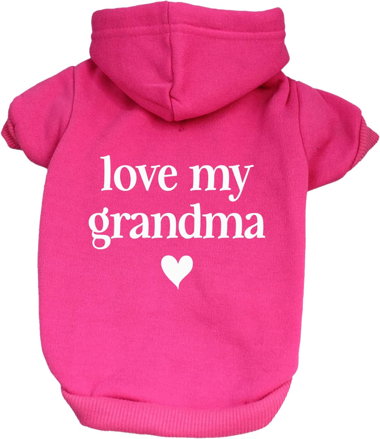 Love My Grandma Mother's Day, Valentine's Day Dog Hoodie Fleece Lined Pullover Sweatshirt with Leash Hole (Hot Pink, 4X-Large 399)