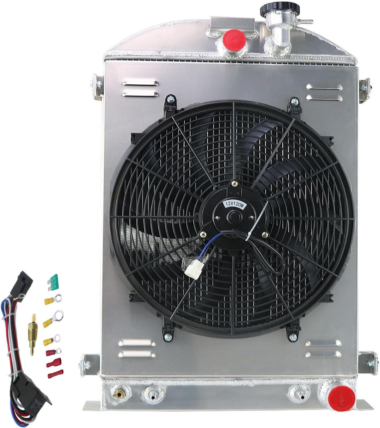 3 Row Aluminum Radiator for 1930-1936 Ford hot rod Model-A Chevy 350 V8 Engine 1931 1932 1933 1934 1935 30 31 32 33 34 35 36