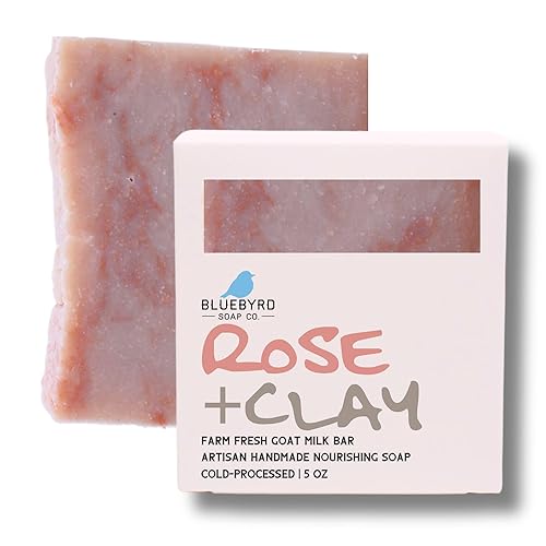 Bluebyrd Soap Rose Clay - Barra de jabón de leche de cabra  Barras de jabón de rosas naturales hechas con ingredientes orgánicos  Jabones de