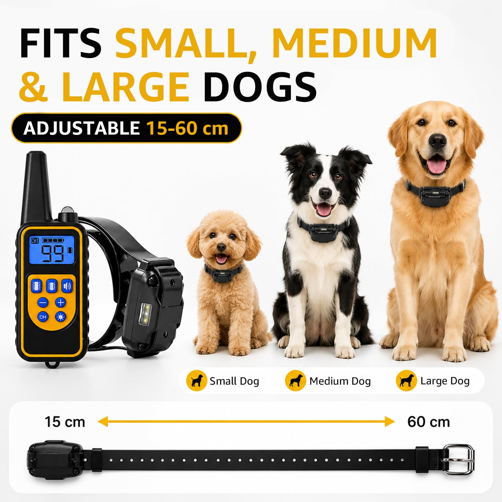 Collare Addestramento Cani | 4 Moda Beep, Vibrazione, Boost Vibrazione, LED | Portata di 500 M | per Cani di Tutte le Taglie, Ricaricabile