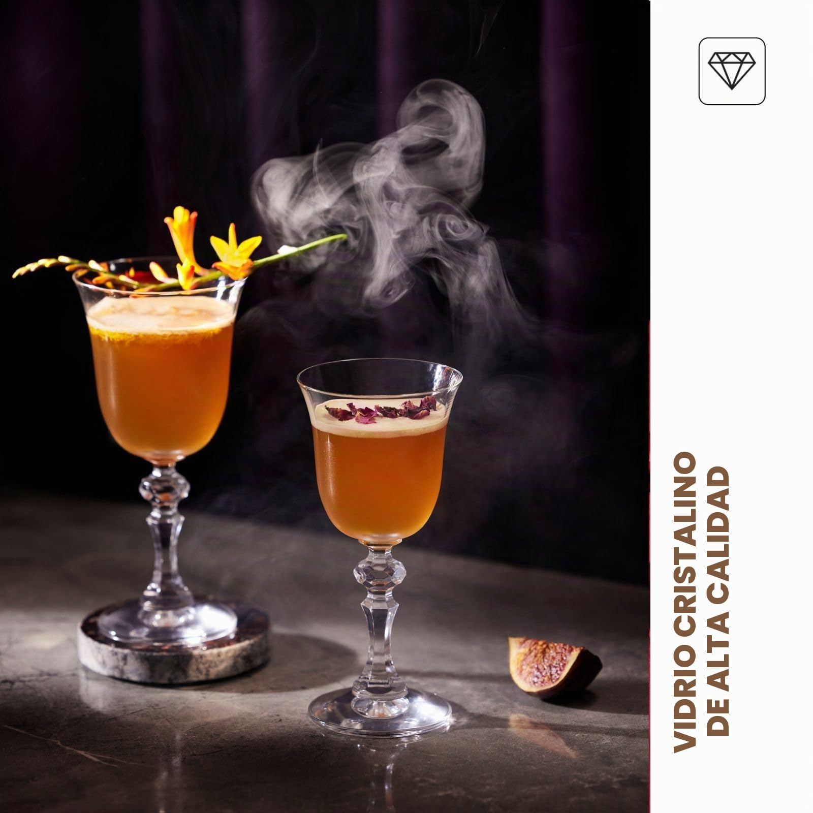 Krosno - Vasos de Vodka con Tallo | Juego de 6 | 50 ml | Colección Krista | Vasos de Tulipán para Vodka | Elegante Cristalería | Claridad Cristalina | Ideal para Casa, Celebraciones y Regalos