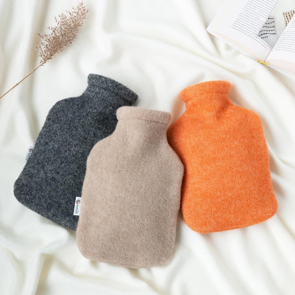 2.0L Fashy Hot Water Bottle with Barker Textiles 100% Wool Cover (Black) Hot Water Bag with Cover
