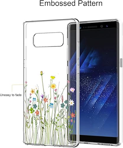 Miniatura 5 de Unov Funda para Galaxy Note 8 transparente con diseño de TPU suave absorción de golpes Slim Embossed Patrón de cubierta trasera protectora (Ramo de
