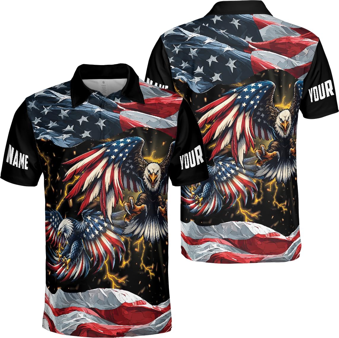 ThuhaTree Store Personalized America Flag Eagle Men & Women Polo Shirt S-5XL – Patriotic Shirt with Eagle Design
