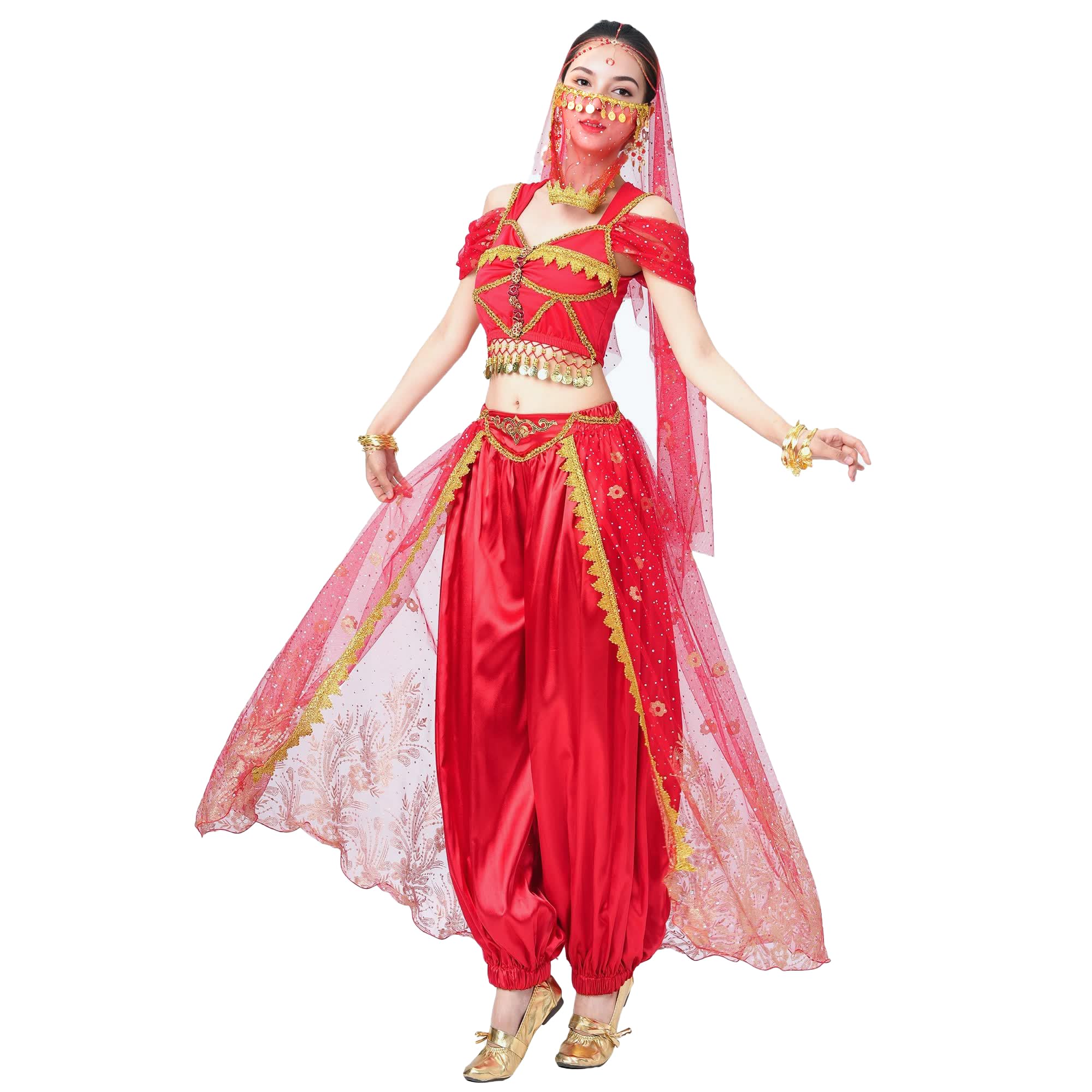Baisdan Aladdin Costume di Halloween Jasmine Princess Dress Up Party Danza del ventre Performance Costumi Cosplay Outfits