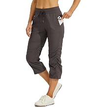 Willit Womens Quick-Dry Capris Travel Pants Lightweight Striped Woven Hiking Workout Casual Pants with Pockets