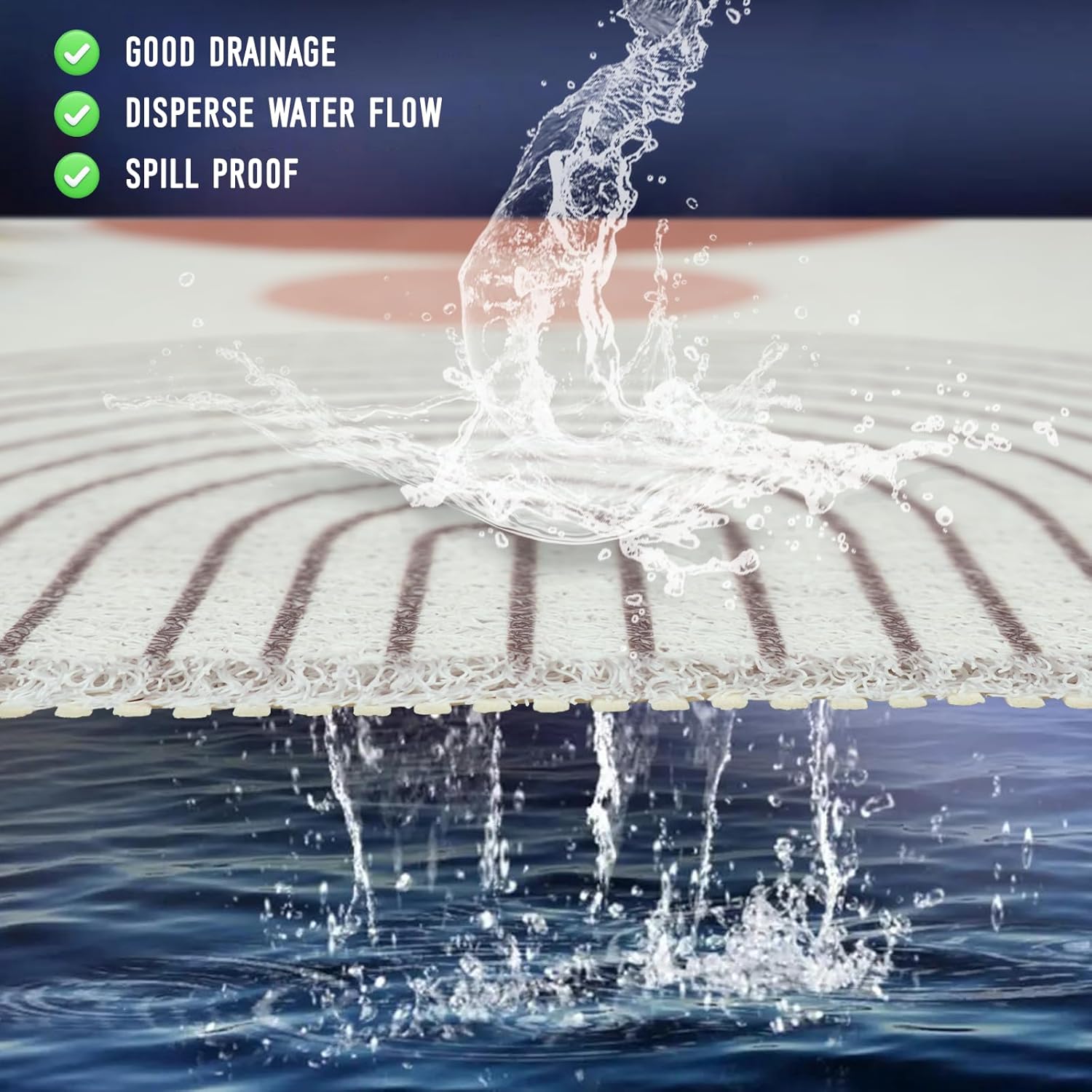 Square Shower Mat, 24 x 24 Inch Non Slip Bohemia Shower Stall Mat, Quick-Dry PVC Loofah Bath Mat for Shower Tub Bathroom - Image 4