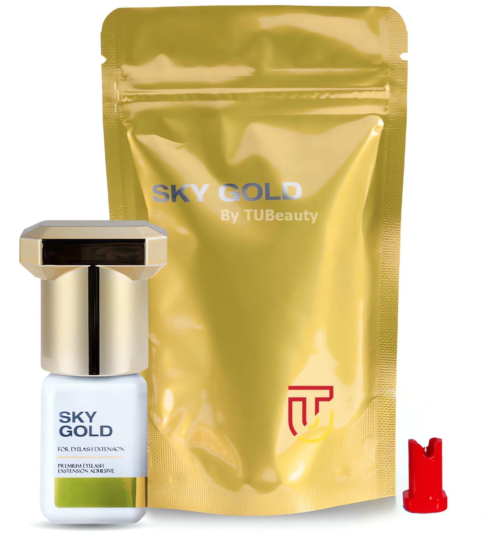 Sky Gold Glue Fast Eyelash Extension 5ml - Useful for customers with Sensitive Skins Eyelash Extension Adhesive - 3-4s Fast Drying / 3-4 Weeks Long