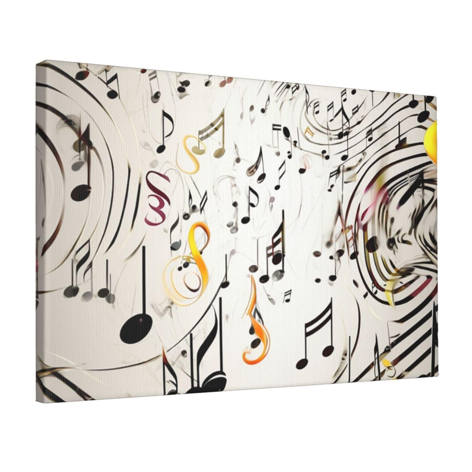 KLOPH Music Notes Print Canvas Wall Art for Living Room 12"x18" Modern Artwork Painting for Bathroom Hanging Canvas Prints Aesthetic Wallart for Bedroom Kitchen Office Wall Decor