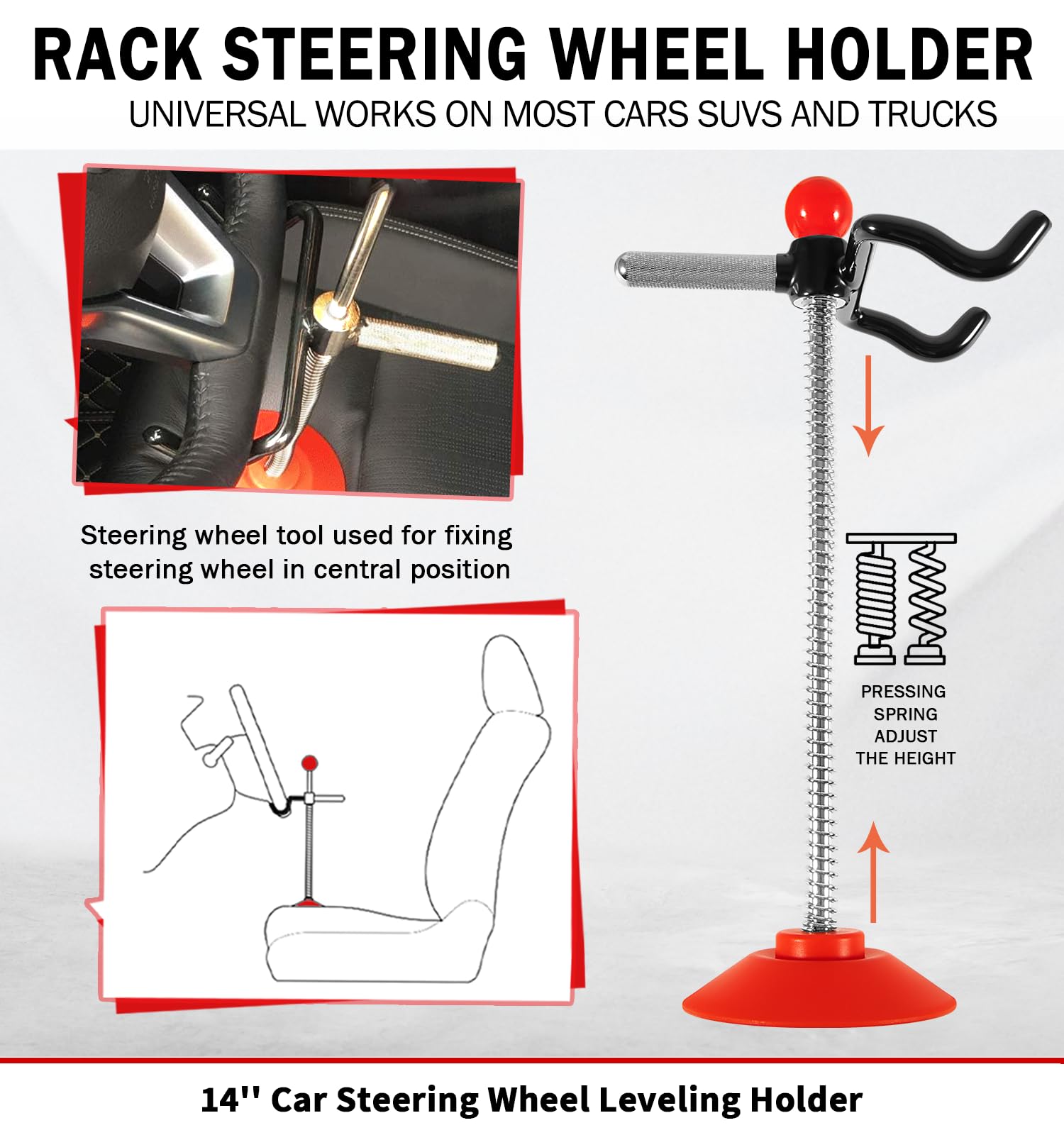 Steering Wheel Holder Stand Tool, Adjustable Steering Wheel Alignment Rack, Essential Steering Wheel Centering Tool for Most Trucks/Buses/Vans