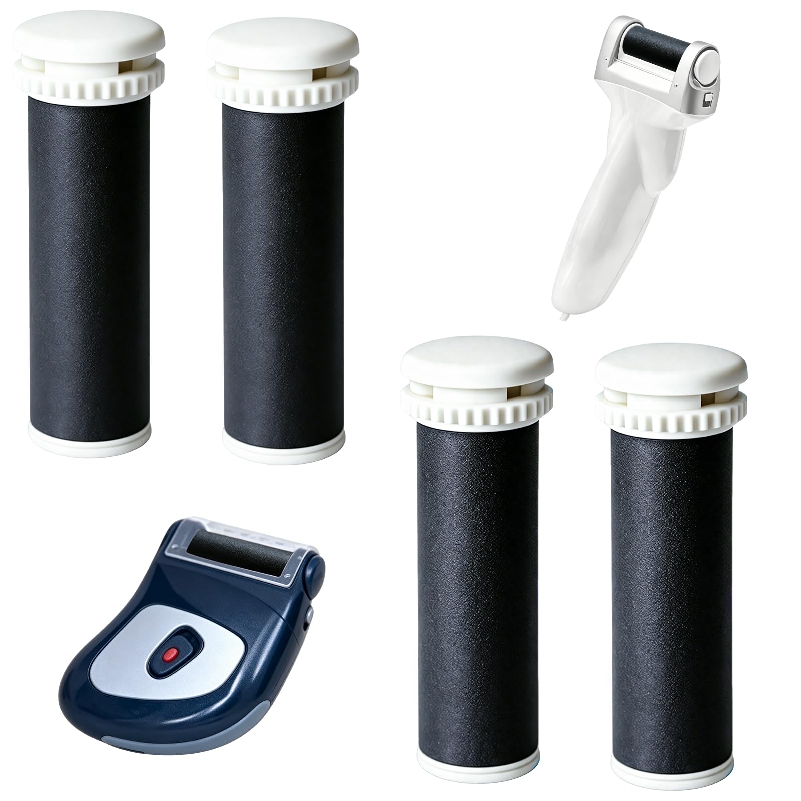 4PCS Replacement Rollers Refills Compatible with Emjoi Micro Pedi Callus Remover, 2Pcs Extra Coarse and 2Pcs Standard