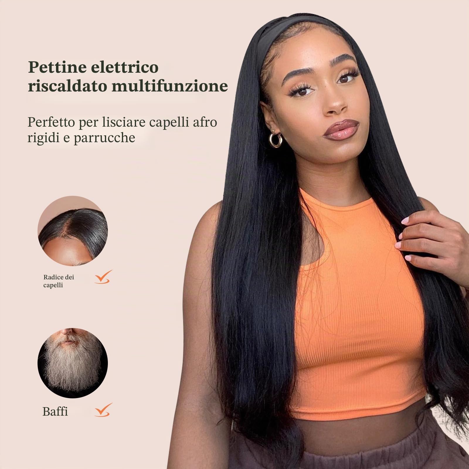 janelove Pettine lisciante in ceramica, 80 ℃-230 ℃ Hot Comb per capelli afro/pizzo wigs/barba, pettine per capelli in ceramica con display LCD HD, riscaldamento rapido