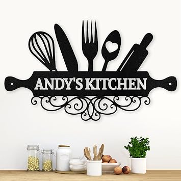 Personalized Metal Kitchen Sign - Rustic Farmhouse Wall Decor for Dining, Living Room - Hanging Plaque for Housewarming Gifts