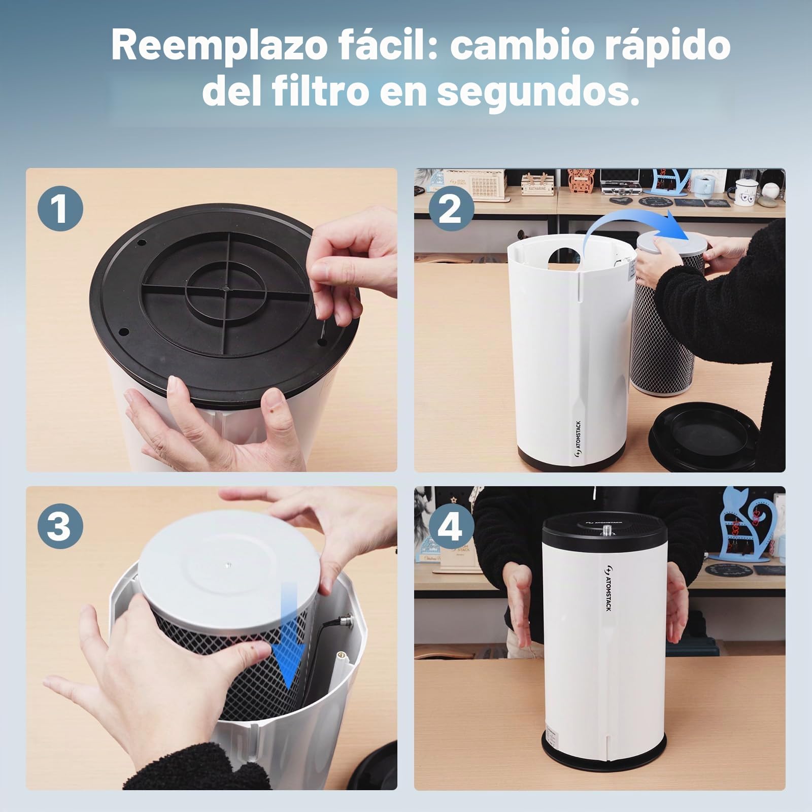 ATOMSTACK D3 Purificador de Aire, Filtros Reemplazables, Extractor de Humos Para Grabadora Láser, Sistema de Filtración de 7 Capas, Juego de Filtros HEPA