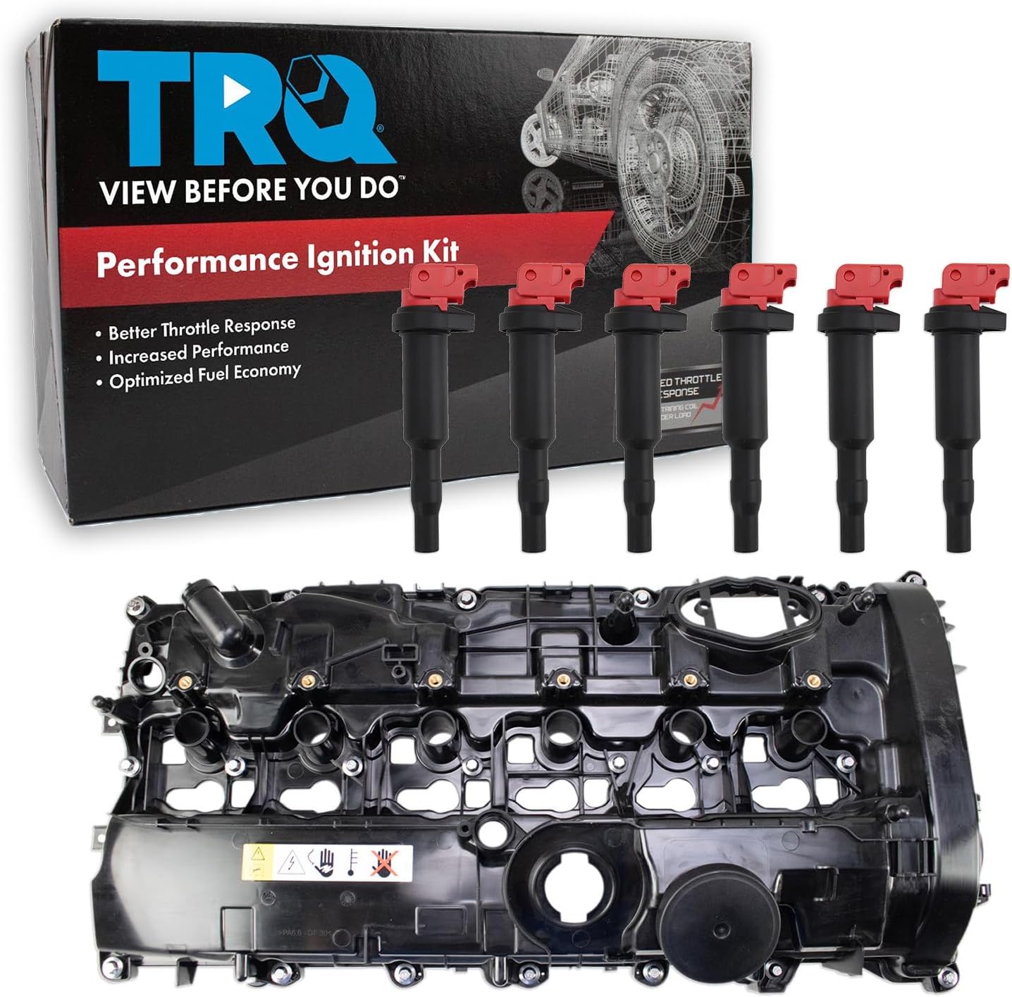 TRQ Ignition Coil Kit 7 Piece Valve Cover Compatible with 2016 BMW 335xi GT 2017 535i 535xi GT