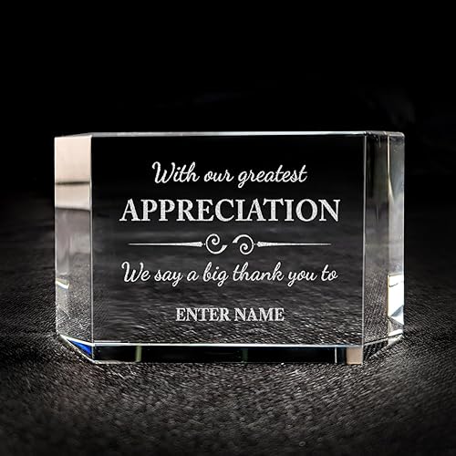 Miniatura 103 de Premio de agradecimiento personalizado grabado con láser, diseño grabado con láser, agradecimiento, añade tu propio texto, incluye caja de regalo