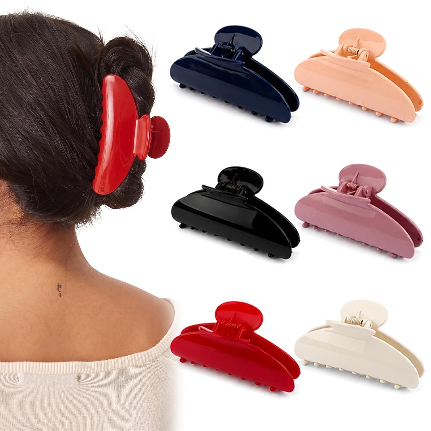 TODDER 6 PCS Hair Claw Clips for Women Gifts, Large Claw Clips for Women Non-Slip Hair Clips for Thick Thin Hair