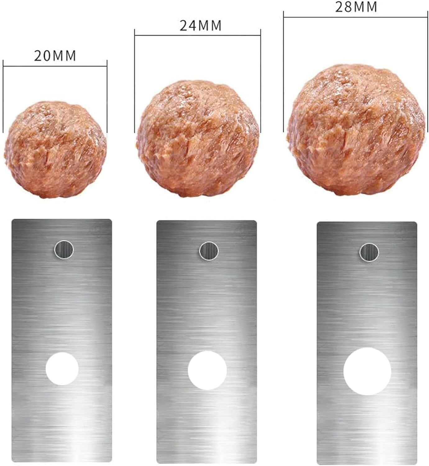 750W Commercial Meatball Forming Machine with 20/24/28mm molds, Automatic Stainless Steel Non-Stick Meatball Maker 280-300pcs/min