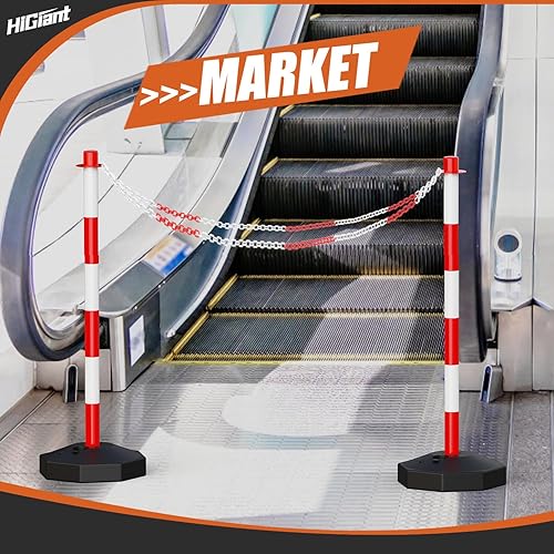 Miniatura 5 de HiGiant Paquete de 6 conos de delineador expandibles con base rellenable, barreras de seguridad de tráfico portátiles, puntal de cadena de plástico