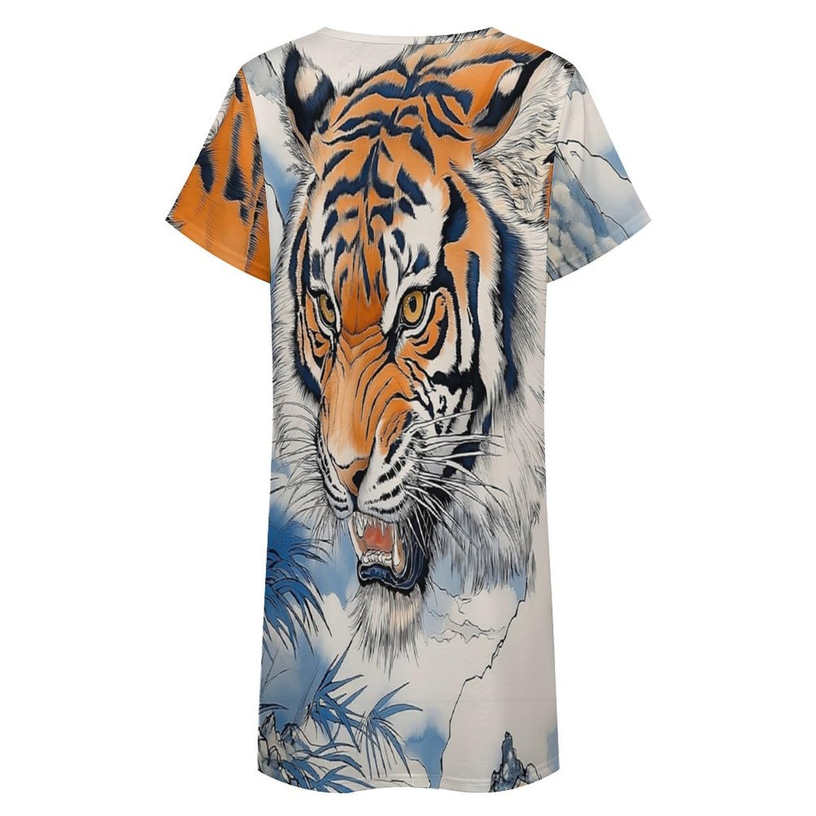 Camisones De Mujer - Tigre De Nieve Camiseta De Manga Corta Holgada para Mujer Pijama De Casa Suave Camisón Largo De Verano