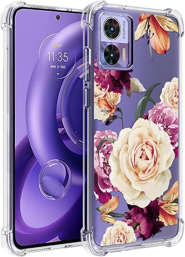 Miniatura 8 de Osophter Funda para Motorola Edge 30 Lite Flower Floral para niñas y mujeres con 2 protectores de pantalla de absorción de golpes flexible de goma
