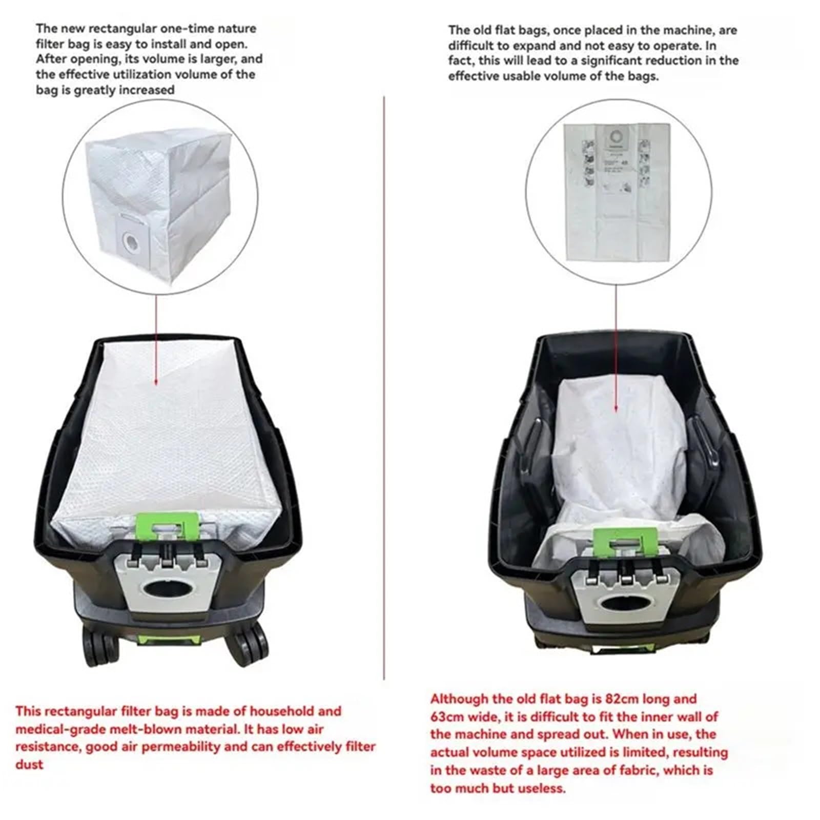 Kompatibel mit Festool SC FIS CT ​​CTL CTM 26 Staubsauger. Staubbeutel mit hoher Staubkapazität(As Shown 1 piece)