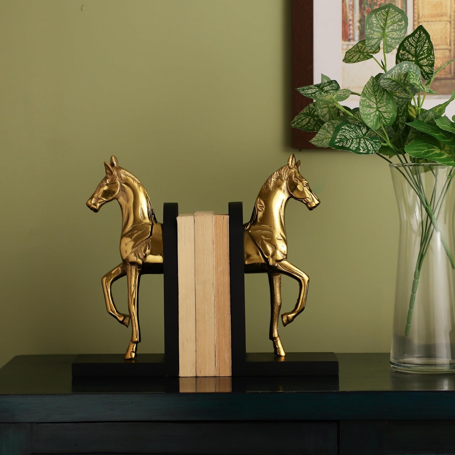 DCI Bookend Horse Gold Set of 2 Creative Horse Design Bookend,Study Room Decorative Bookends, Office Shelf Book Holders with Golden Finishing Best Horse Bookends Office Table Decorative Stand-image-43