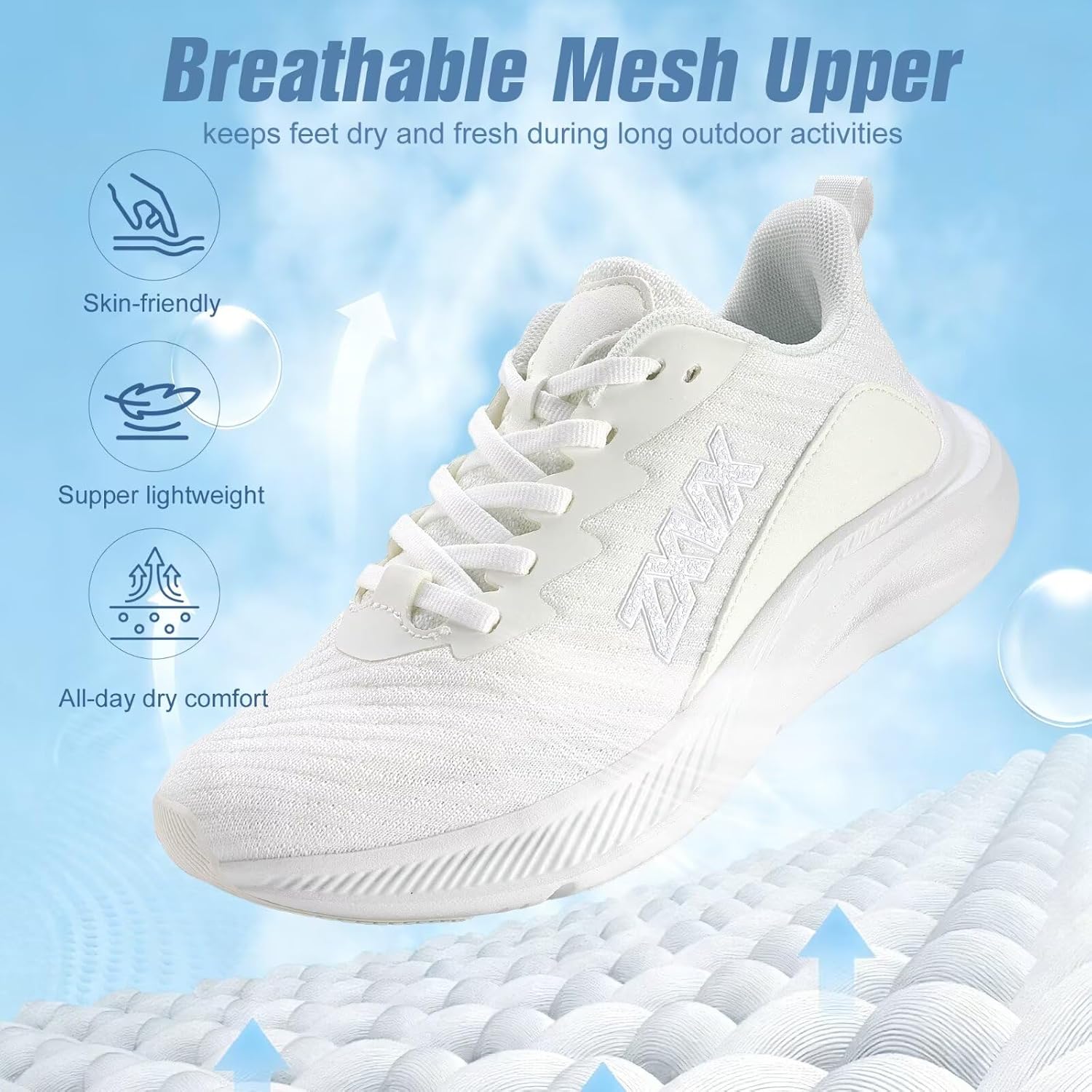 Womens Walking Shoes Cushion - Running Tennis Shoes Non Slip, Breathable Lightweight Fashion Sneakers for Gym Workout Athletic Cross Training 5.5-11