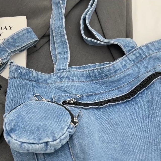 Bolso Tote de Denim para Mujer Azul miniatura 7