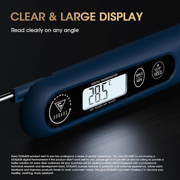 DOQAUS Termometro Cocina Digital de Lectura Instantánea de 3s, Termómetro Alimentos con Plegable Sonda Larga, Termometro Carne con Pantalla LCD para Carne, BBQ, Comida, Liquidos, Aceite, Agua(Azul) - 4