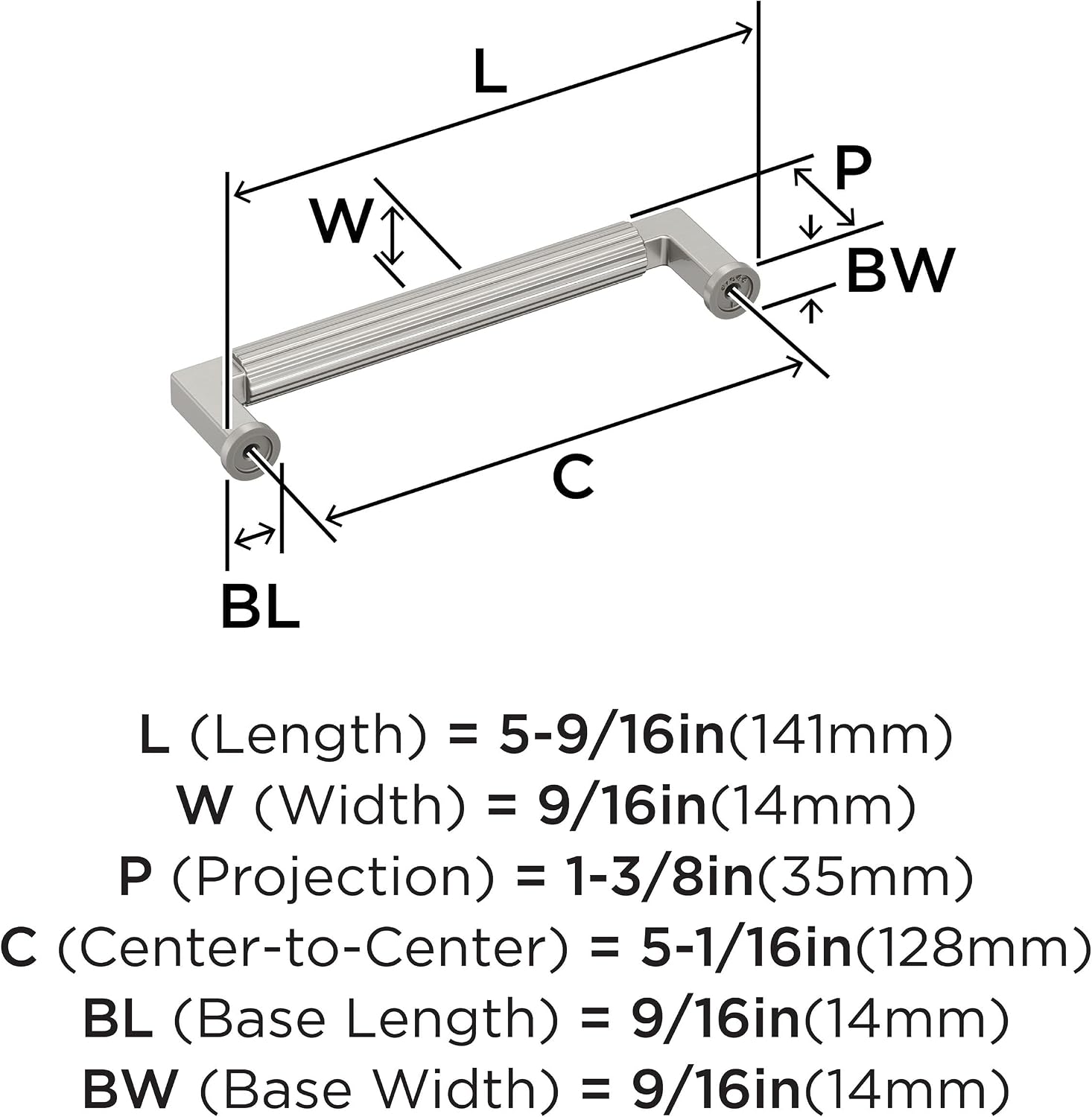 Amerock Ballard 5-1/16 inch (128mm) Center-to-Center Satin Nickel Cabinet Pull, BP37644G10