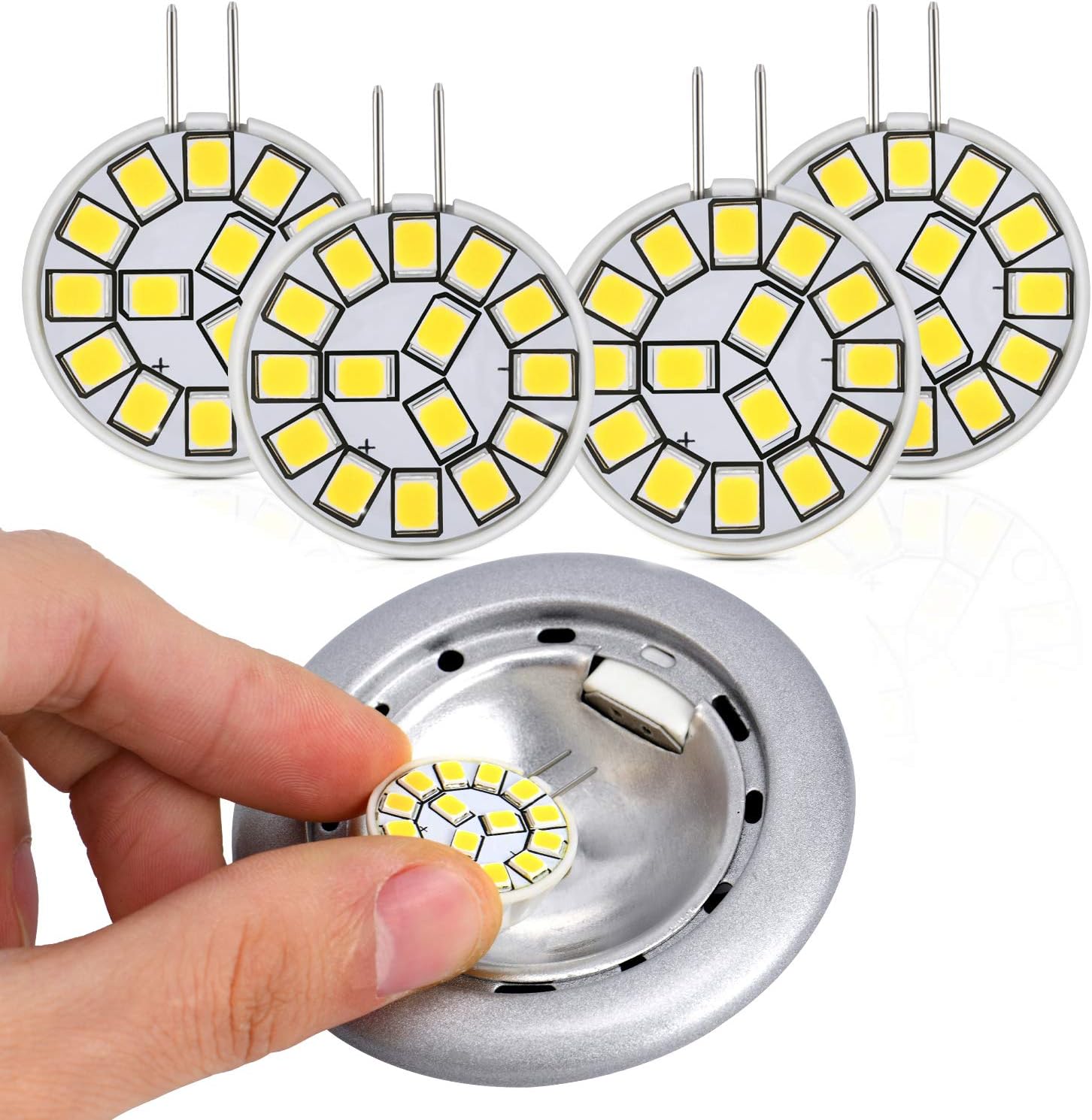 G4 LED Bulb 12V AC/DC Bi-Pin Base Ceiling Recessed Puck Light Bulb LED Replacement Halogen Bulb 20W Equivalent for RV Camper Trailer Motorhome 5th Wheel and Marine Boat (2 Watt, Natural White)