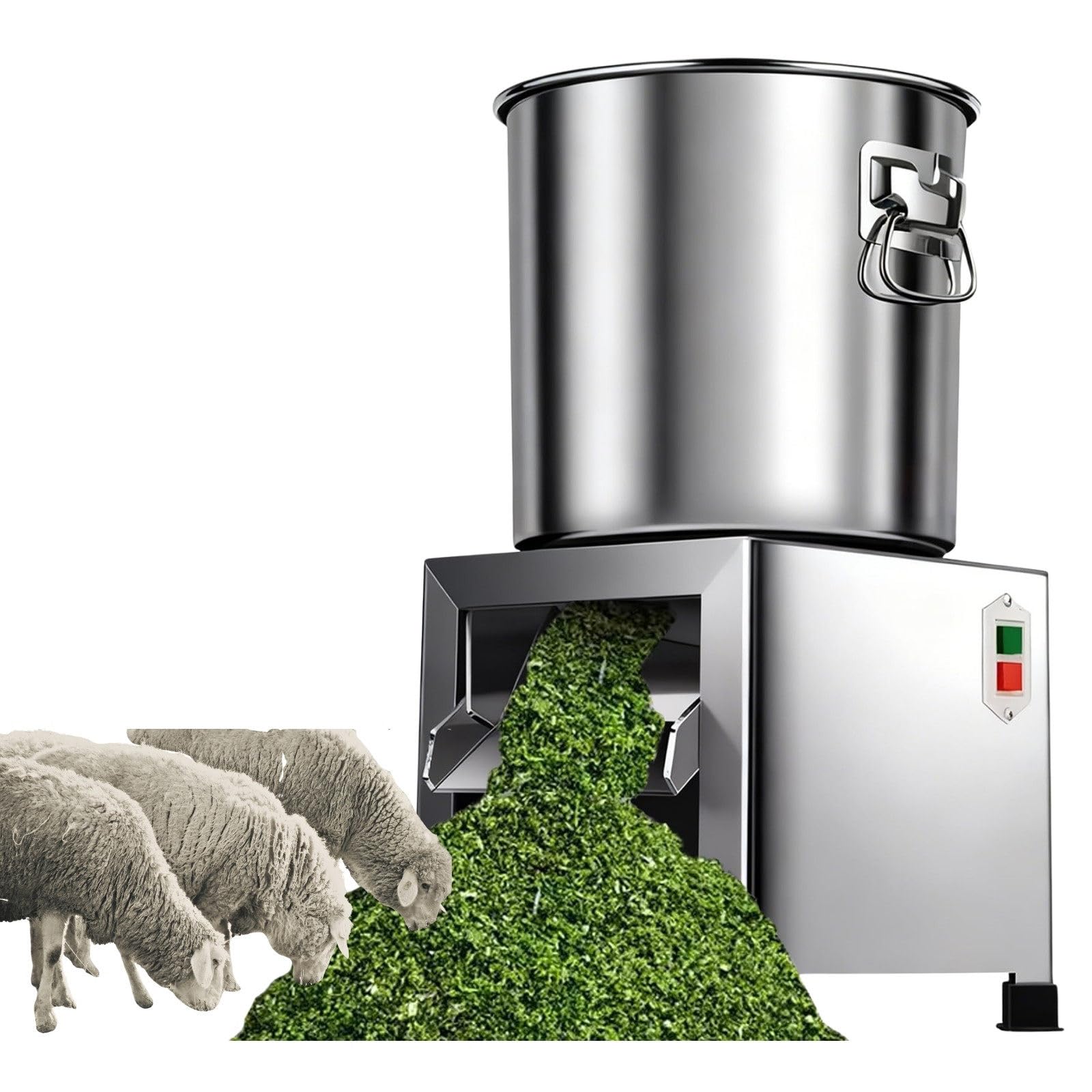 Peletizadora Pienso 1800W, Picadora de Verduras de Acero Inoxidable, 3500RPM, 50-120kg/H, Triturador para Gallinas, Patos, Cerdos, Ovejas, Lavable