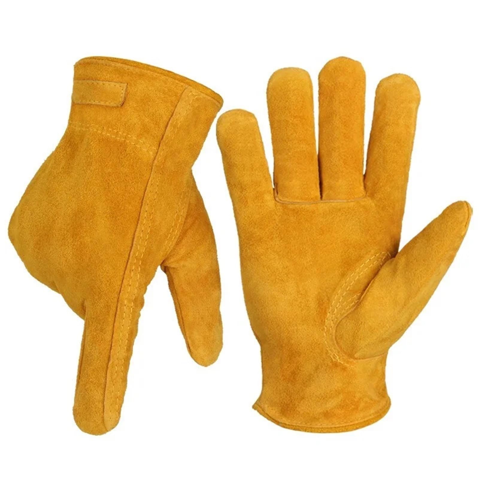 Generico Guanti di sicurezza sul lavoro in pelle di vacchetta, resistenti all'usura for saldatura, edilizia, giardino ed equitazione(M)