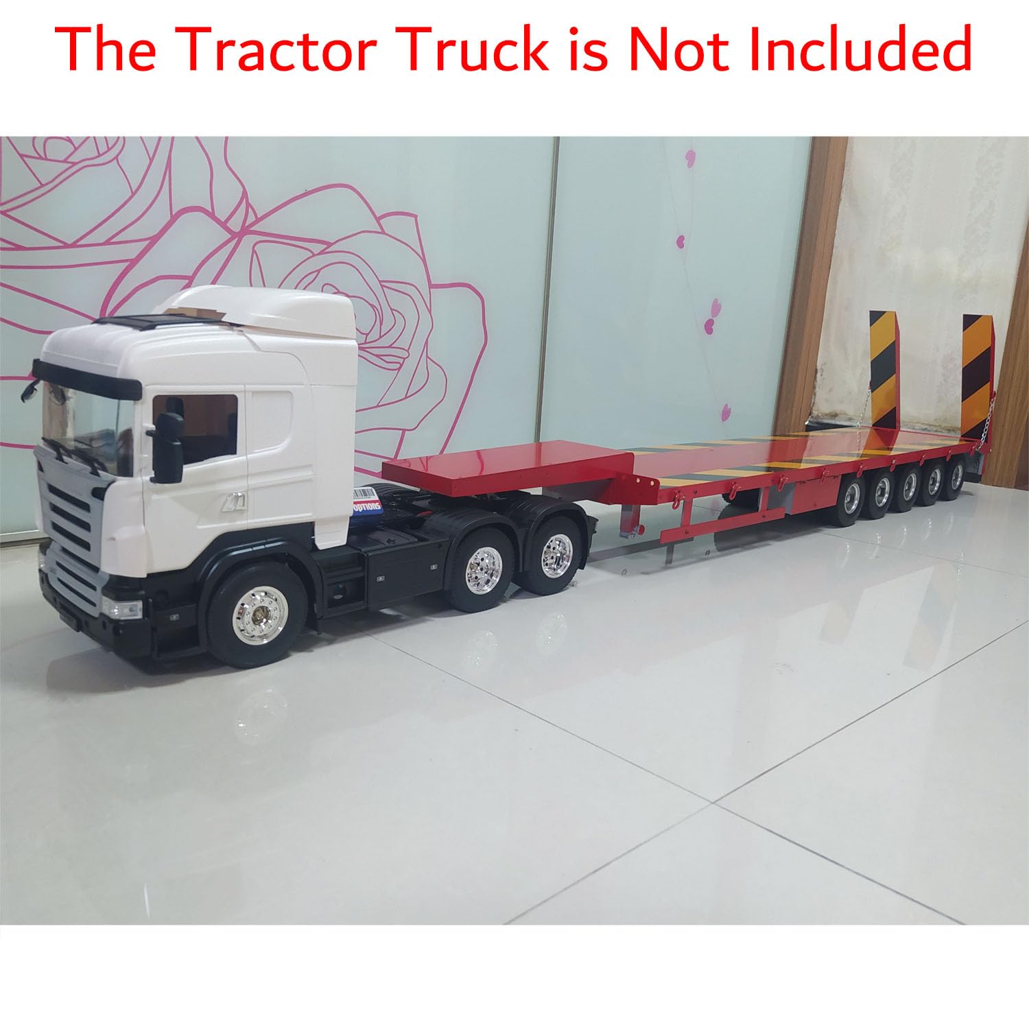 Remorque Métal 1/14 3 Essieux Avec Hayon Électrique – Pour Camion RC Tractor Truck Metal Trailer 2 Sections