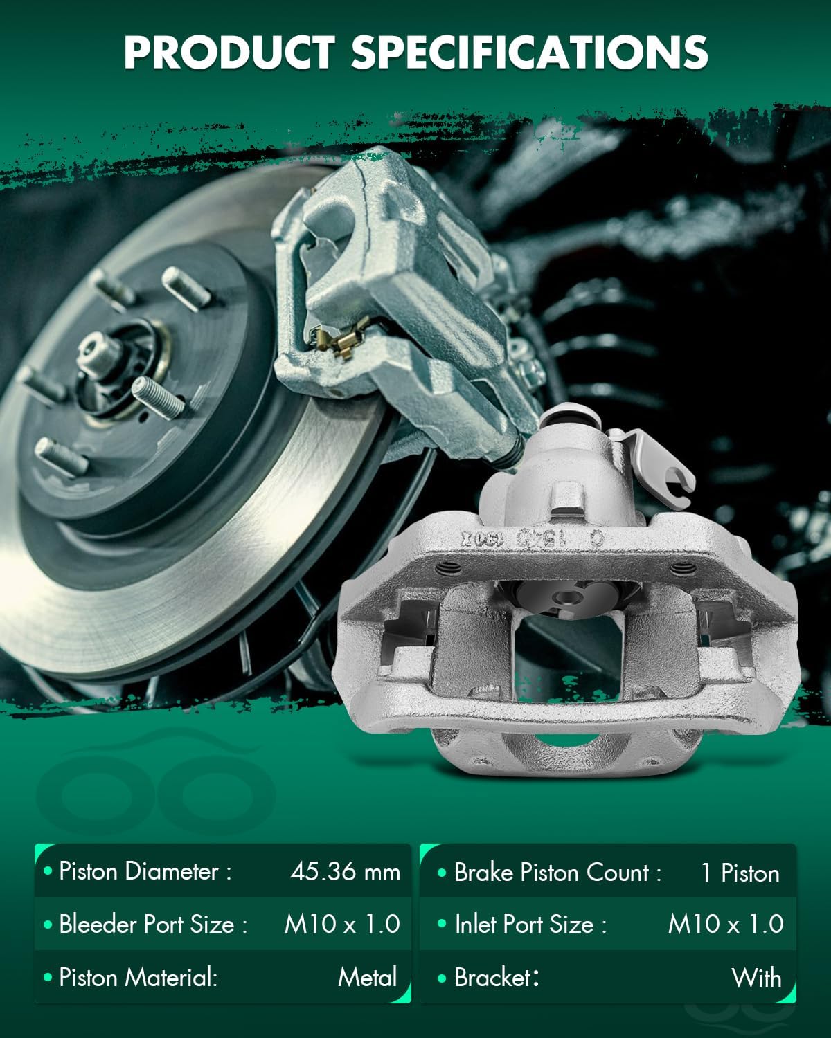 SCITOO Rear Left+Right Brake Calipers With Bracket 18B5263 18B5262 Compatible For Ford For Explorer 2011-2015 For Ford For Flex 2010-2014 For Ford For Taurus 2013-2014 For Lincoln MKT 2010-2013