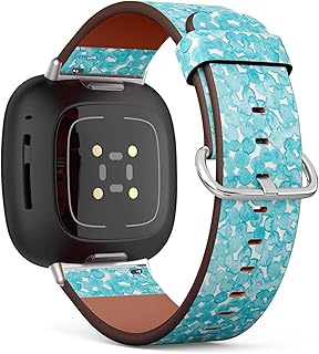 CJBROES Replacement Leather Watch Band, Compatible with Fitbit Versa 3 and Fitbit Sense of Wristband Bracelet Accessory - Watercolor