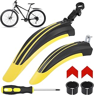 Hejo Bike Mudguards Set, Universal Mudguards for 24-29 inch Bikes with 2 Red Arrow Reflective Stickers, Adjustable Bicycle Front and Rear Mud Guard for most of Popular Bicycles