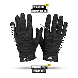 Nxtrnd G1 Pro Men\'s Football Gloves, Adult Sticky Receiver Gloves (Black, X-Large)