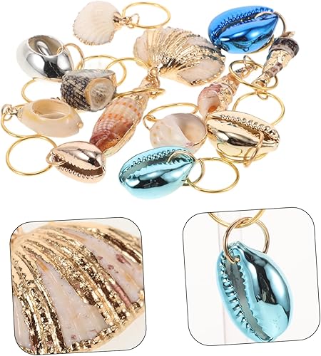 Miniatura 7 de 13 dijes de anillo de rastas estilo concha de playa estilo concha para el cabello, anillos decorativos para trenzar rastas, abalorios de joyería