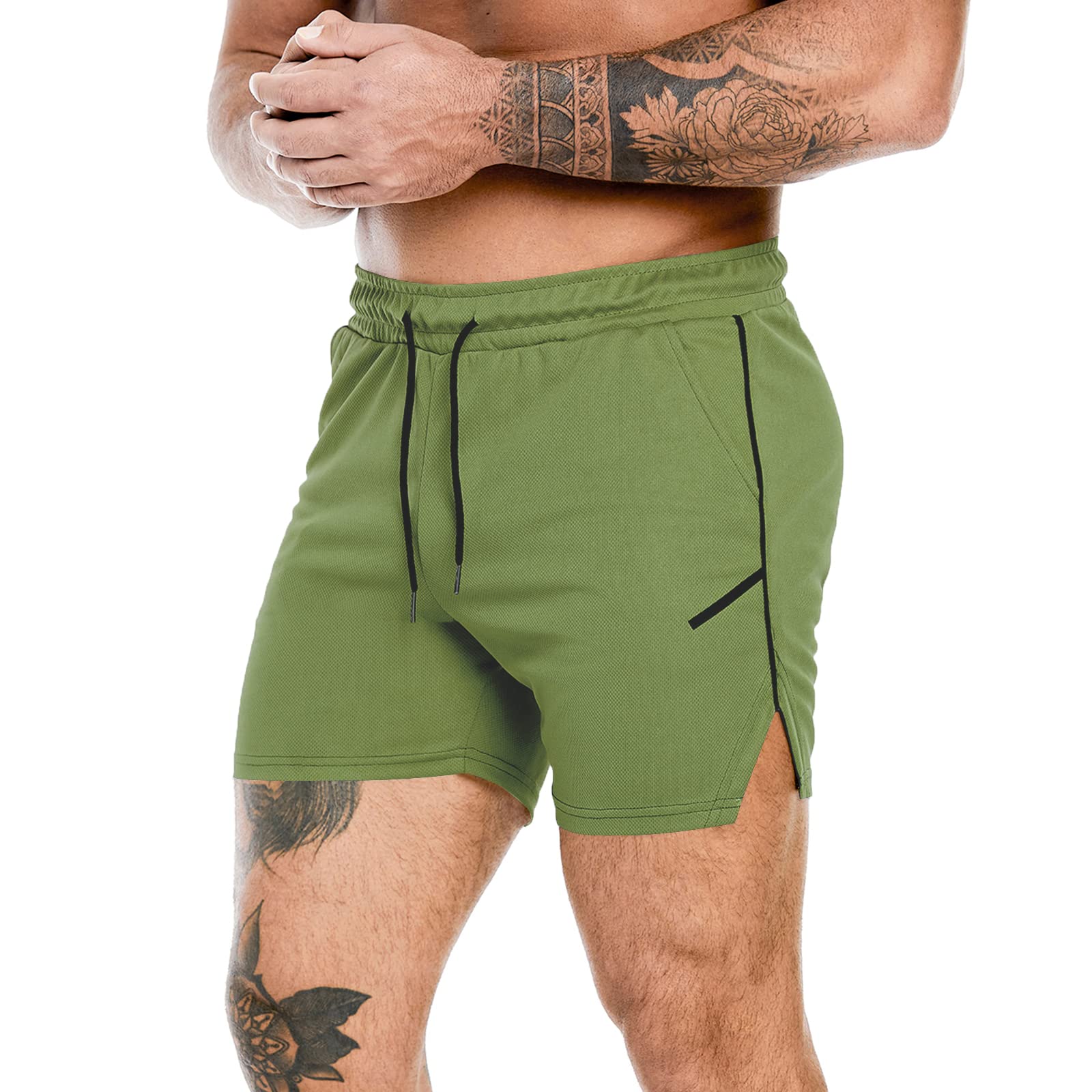 PIDOGYM Men's Workout Running Shorts 5 Inch, Lightweight Mesh Gym Athletic Fitted Short Pants for Bodybuilding Training